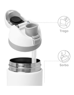 Foto 3 | Foto 3 | Termo De Acero Inoxidable Dos Maneras De Beber Blanco + Gratis Termo Güish De Regalo