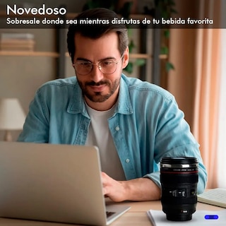 Foto 4 | Foto 4 | Termo Taza Vaso Forma Lente Fotográfico Acero Inox Con Tapa Lab.g Negro