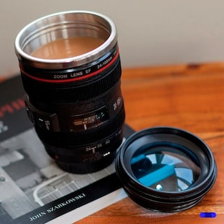 Foto 5 | Foto 5 | Termo Taza Vaso Forma Lente Fotográfico Acero Inox Con Tapa Lab.g Negro