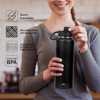 Foto 2 | Foto 2 | Magma Life Termo 40oz Negro Acero Inoxidable Con 3 Tapas Ideal Para Café Y Agua Conserva Temperatura