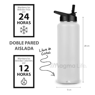 Foto 3 | Foto 3 | Magma Life Termo 40oz Blanco De Acero Inoxidable Con 3 Tapas Conserva Bebidas Calientes Y Frías