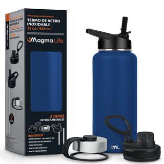 Foto 1 | Foto 1 | Magma Life Termo 32oz Navy Acero Inoxidable Con 3 Tapas Ideal Para Café Y Agua Conserva Temperatura