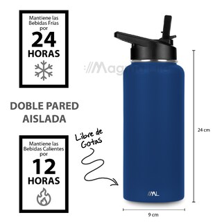 Foto 2 | Foto 2 | Magma Life Termo 32oz Navy Acero Inoxidable Con 3 Tapas Ideal Para Café Y Agua Conserva Temperatura