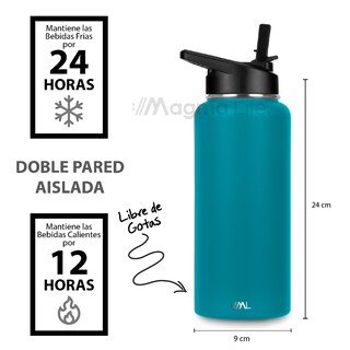 Foto 3 | Foto 3 | Magma Life Termo 32oz Capri Blue Acero Inoxidable Con 3 Tapas Para Café Y Agua Conserva Temperatura