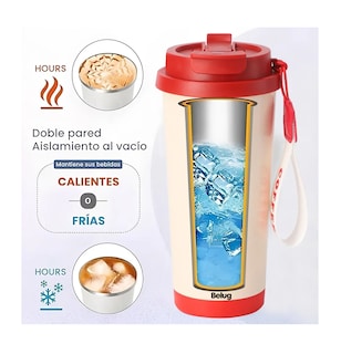 Foto 4 | Foto 4 | 500 Ml De Vaso Térmico Café Acero Inoxidable Con Popote Bordo
