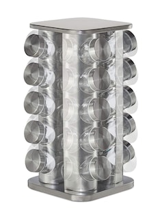 Foto 1 | Foto 1 | Especiero Giratorio Rectangular Belug de Acero Inoxidable 20 Frascos de Cristal color Plata