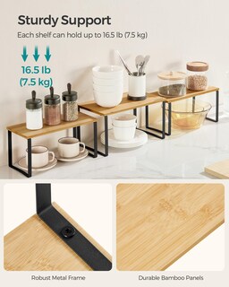 Foto 4 | Foto 4 | Estante Organizador De Armario Songmics Kitchen De Metal Y Bambú, Juego De 3 - Venta Internacional.