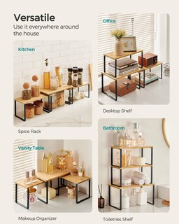 Foto 5 | Foto 5 | Estante Organizador De Armario Songmics Kitchen De Metal Y Bambú, Juego De 3 - Venta Internacional.