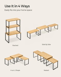 Foto 7 | Foto 7 | Estante Organizador De Armario Songmics Kitchen De Metal Y Bambú, Juego De 3 - Venta Internacional.