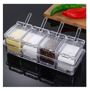 Foto 4 | Foto 4 | Especieros Salsera Organizador Azucarero Cocina 4 Piezas Transparente