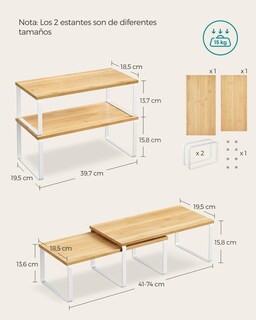 Foto 5 | Foto 5 | Especiero De Cocina Songmics Mkcs200w01, 2 Niveles, Blanco/beige