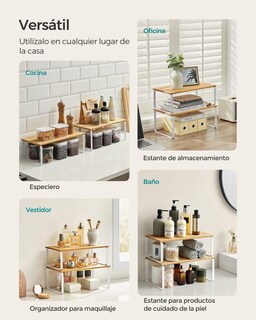 Foto 6 | Foto 6 | Especiero De Cocina Songmics Mkcs200w01, 2 Niveles, Blanco/beige