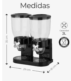 Foto 3 | Foto 3 | Dispensador De Cereal Despachador Doble Alimentos Y Semillas Color Negro