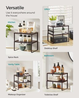 Foto 6 | Foto 6 | Set De 2 Unidades Spice Rack Para Armarios Y Estanterías Songmics, Color Marrón - Venta Internacional.