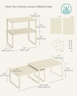 Foto 6 | Foto 6 | Set De Cocina Songmics, Estante Organizador, 2 Unidades, Color Blanco Crema - Venta Internacional.