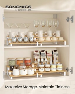 Foto 2 | Foto 2 | Elevadores De Pantalla Spice Rack Songmics De 3 Niveles, Color Beige Natural - Venta Internacional.
