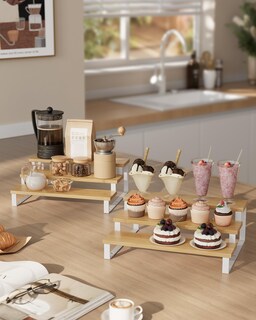 Foto 3 | Foto 3 | Elevadores De Pantalla Spice Rack Songmics De 3 Niveles, Color Beige Natural - Venta Internacional.