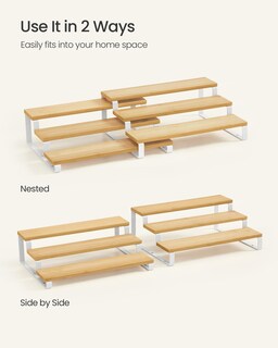 Foto 4 | Foto 4 | Elevadores De Pantalla Spice Rack Songmics De 3 Niveles, Color Beige Natural - Venta Internacional.