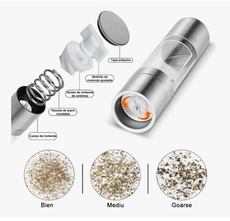 Foto 5 | Foto 5 | Molinillo Doble Cabeza Sal Pimienta Manual Moledor 2 Piezas