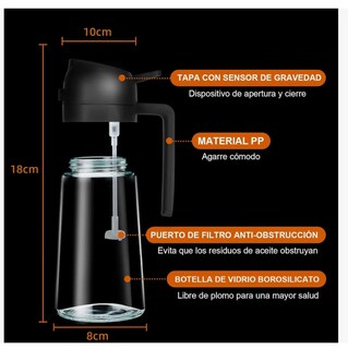 Foto 3 | Foto 3 | 2 Dispensador Botellas Para Aceite 2en1 470ml Negro + Blanco