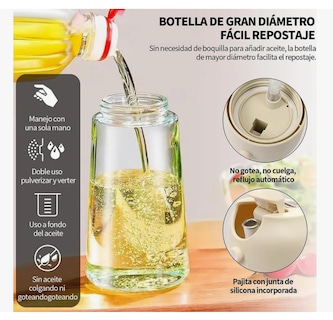 Foto 5 | Foto 5 | 2 Dispensador Botellas Para Aceite 2en1 470ml Negro + Blanco