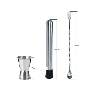 Foto 2 | Foto 2 | Muddler De Acero Inoxidable Con Jigger Cuchara Para Cócteles  Eo Safe Imports Esi-20674 Plata