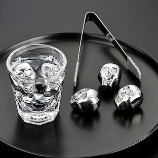 Foto 3 | Foto 3 | Cubos de Hielo en Forma de Cráneo Calavera Piedras de Whiskey Reutilizable Metálicos