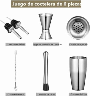 Foto 3 | Foto 3 | Coctelera Juego De Barra De Acero Inoxidable 6 Piezas Malubero color Plata