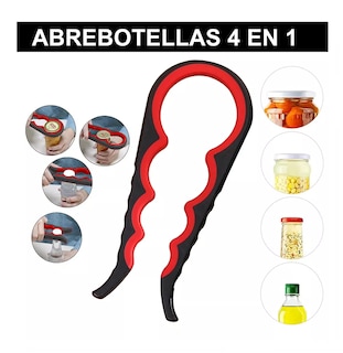 Foto 2 | Foto 2 | Destapador Abre Fácil Botellas Frascos Latas Cocina 4 Piezas Negro/rojo