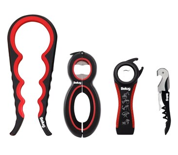 Foto 1 | Foto 1 | Destapador Abre Fácil Botellas Frascos Latas Cocina 4 Piezas Negro/rojo Belug