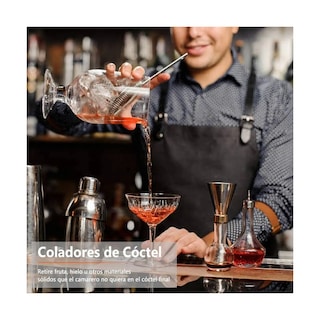 Foto 4 | Foto 4 | Kit Bar Cóctel 12 Pz Barman Destapador Utensilios Plata Base Lab.g Marron