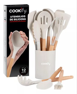 Foto 1 | Foto 1 | Set 12 Utensilios De Cocina Xtellar De Silicona Y Madera Color Marfil