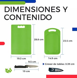 Foto 4 | Foto 4 | Set De 2 Tablas De Plástico Y Cuchillo Xtellar