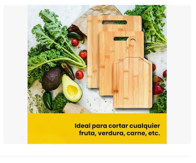 Foto 4 | Foto 4 | Tabla De Cocina Para Picar Cortar 3 Piezas Bambu Natural Xtellar