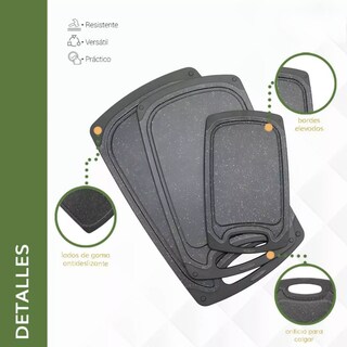 Foto 3 | Foto 3 | Kit 3 Tablas Picar Cortar 3 Tamaños Resistente Cocina Color Negro Juego Tablas Para Picar 5pzas Xtellar