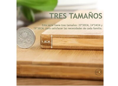 Foto 4 | Foto 4 | Xtellar Tabla Premium Para Picar Y Cortar 3-en-1 En Bambú Y Madera Orgánica, Diseño Práctico Y Ecológico De 28x38 Cm Con Agarre