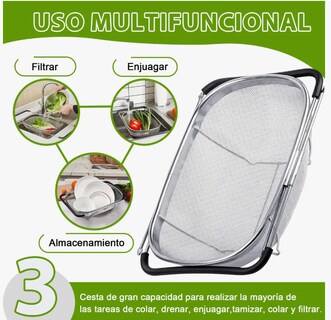 Foto 2 | Foto 2 | Colador Xtellar Rectangular De Acero Inoxidable Extensible