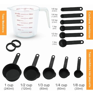 Foto 2 | Foto 2 | Juego de Tazas Cucharas Medidoras color Negro 11 Piezas