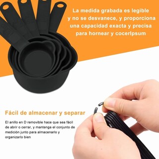 Foto 3 | Foto 3 | Juego de Tazas Cucharas Medidoras color Negro 11 Piezas