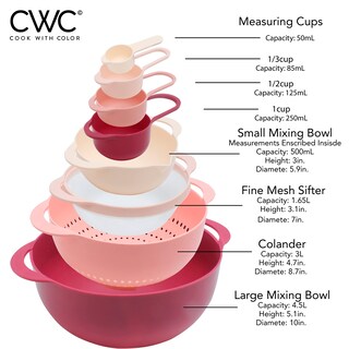 Foto 3 | Foto 3 | Juego De Cuencos Para Anidar Cook With Color, 8 Piezas Con Tazas Medidoras - Venta Internacional.