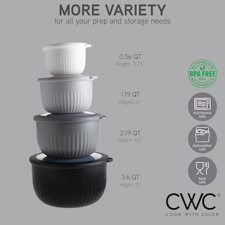 Foto 2 | Foto 2 | Set De Cuencos Para Mezclar Cook With Color Prep Con Tapas, 4 Piezas - Venta Internacional.