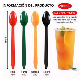 Foto 2 | Foto 2 | Cucharas De Plástico Cucharas Desechables Para Refrescos 200 Pzs Colores