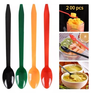 Foto 3 | Foto 3 | Cucharas De Plástico Cucharas Desechables Para Refrescos 200 Pzs Colores