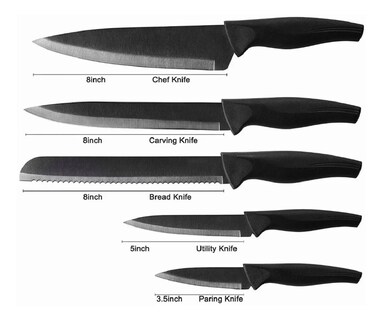 Foto 2 | Foto 2 | Juego de Cuchillos de Cocina Multifuncional Negro