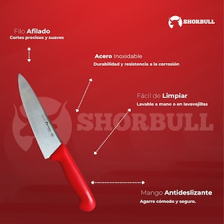 Foto 5 | Foto 5 | Cuchillo Chef Rojo 12'' Shorbull