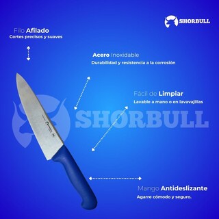 Foto 5 | Foto 5 | Cuchillo Chef Azul 12'' Shorbull