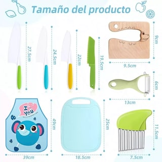 Foto 2 | Foto 2 | Cuchillos Seguros Para Niños Pequeños De Frutas Para Cocinar Azul Colores