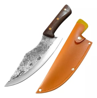 Foto 1 | Foto 1 | Cuchillo Chef De Cocina Profesional De Acero Forjado A Mano Cafe Naranja Estuche