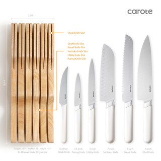 Foto 2 | Foto 2 | Juego De Cuchillos Carote De Acero Inoxidable Con Bloque, 12 Piezas, Blanco - Venta Internacional.