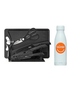 Foto 1 | Foto 1 | Juego De Cuchillos 10 Pz Cocina Acero Inoxidable Y Tabla Para Picar + Gratis Termo Güish De Regalo